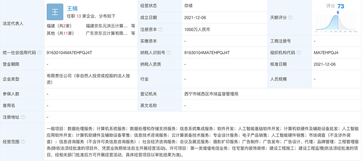 京东成立数字经济新公司 经营范围含数据处理和存储支持服务